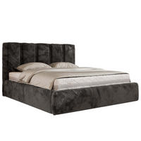 POLSTERBETT SAVINO CLASSIC 140/200 - Dunkelgrau Plüsch - Schaum-Matratze - Dunkelgrau, Textil (140/200cm) - MKS