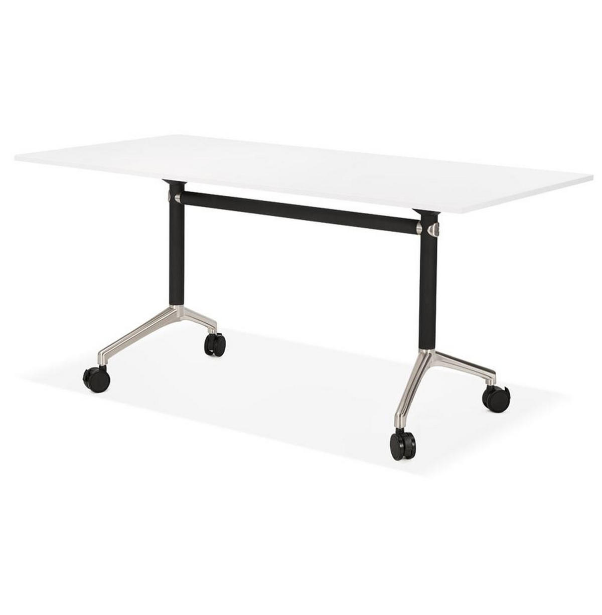 SCHREIBTISCH Klappbar Mit Rollen Faltbar Mobil ZENIXA, Weiß 160x80x73 cm - Schwarz/Weiß, Holz/Metall (80/160/73cm) - KADIMA DESIGN
