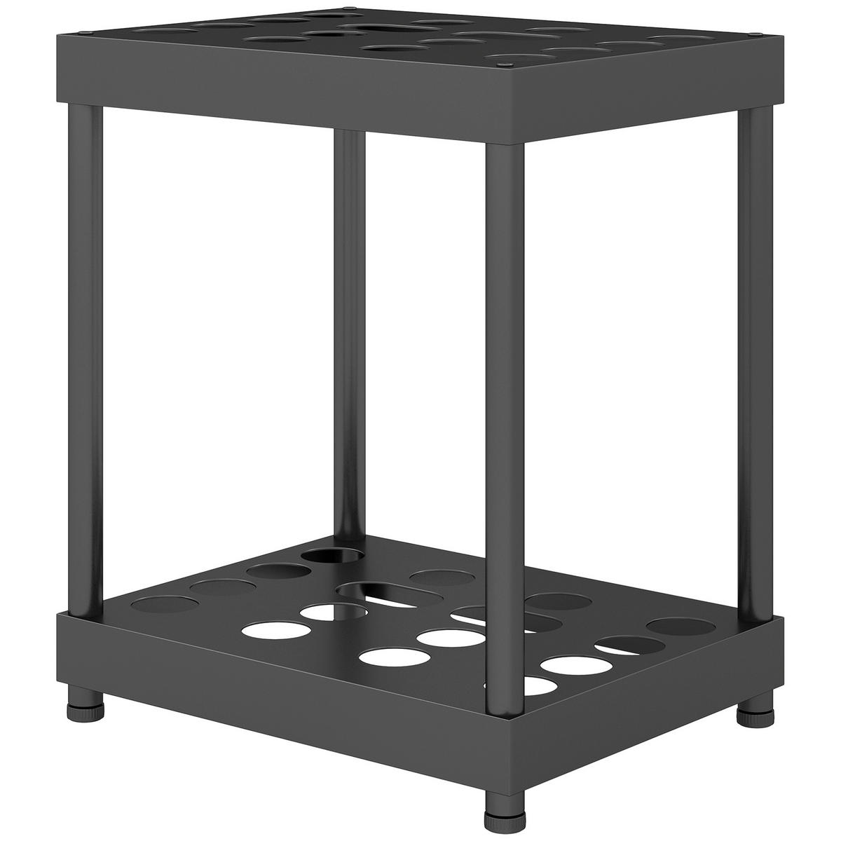 GARTENREGAL DE-13806 2-stöckig für 16 Werkzeuge Schwarz - Schwarz, Metall (33/50/42cm) - ComfortXL