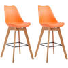 BARHOCKER 2er Set Kunststoff orange - Eukalyptusholzfarben/Orange, Holz/Kunststoff (48/112/56cm) - CLP