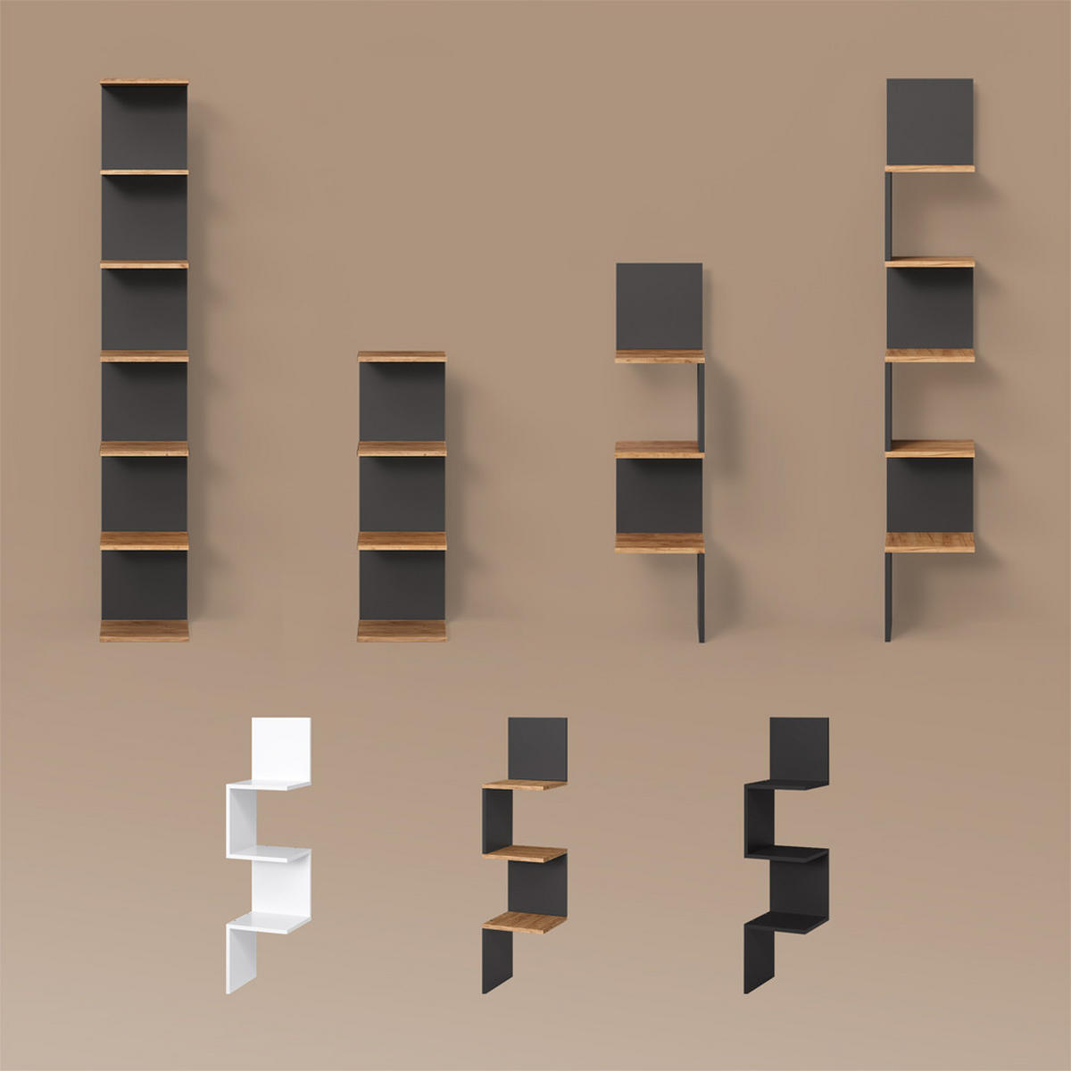 WANDREGAL Vesuvio Weiß 30 x 190 cm 2er Set - Weiß, Holzwerkstoff (30/190/28cm) - Livinity®