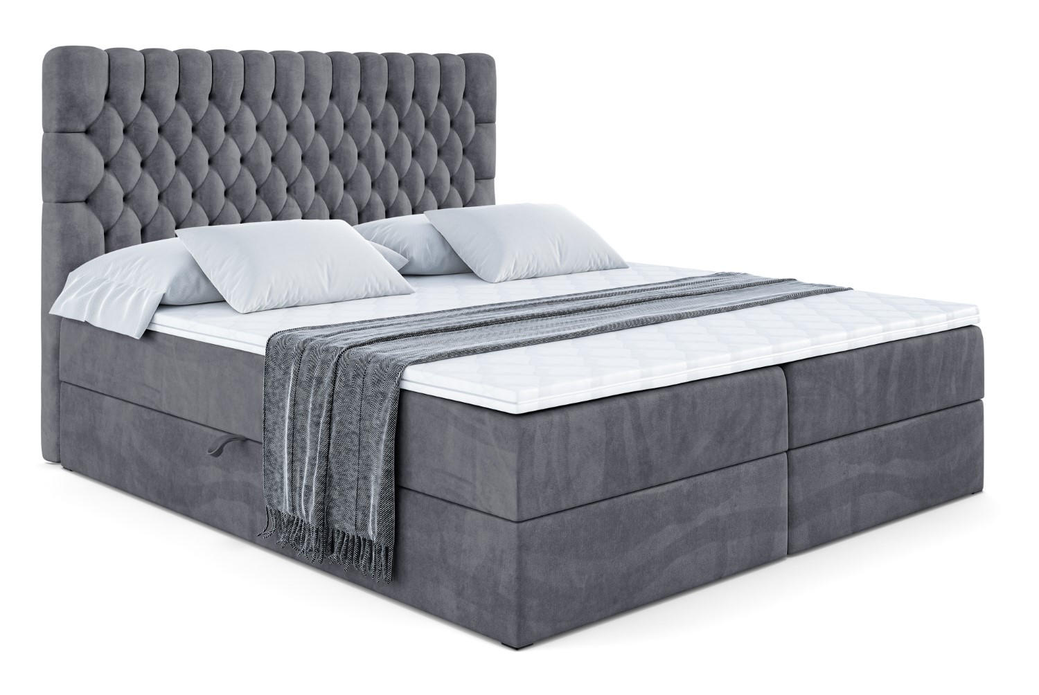 BOXBETT mit Matratze H3 und Lattenrost - SERENE - 160x200 Dunkelgrau - Dunkelgrau, Holzwerkstoff (160/200cm) - ALTDECOR
