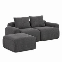 SOFA modular 2-Sitzer 200 x 174 cm Cord Dark Gray - Dunkelgrau, Kunststoff (174/200.1cm) - Meubliv
