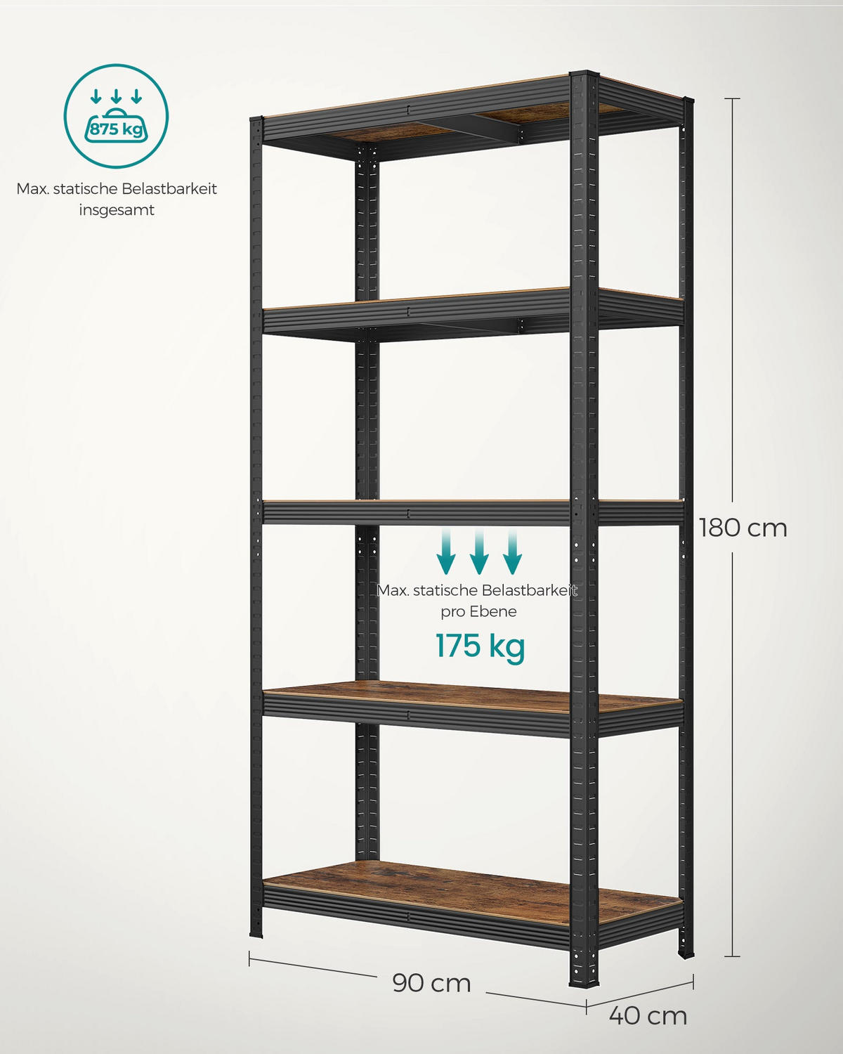 SCHWERLASTREGALE KARACHI 2ER-SET - Grau, Metall (100/200/50cm) - Hansiro