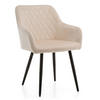 STUHL TODI gepolstert mit Steppung - beige - Samt Velours - Beige/Schwarz, Textil/Metall (56/85/62cm) - NEW HOME