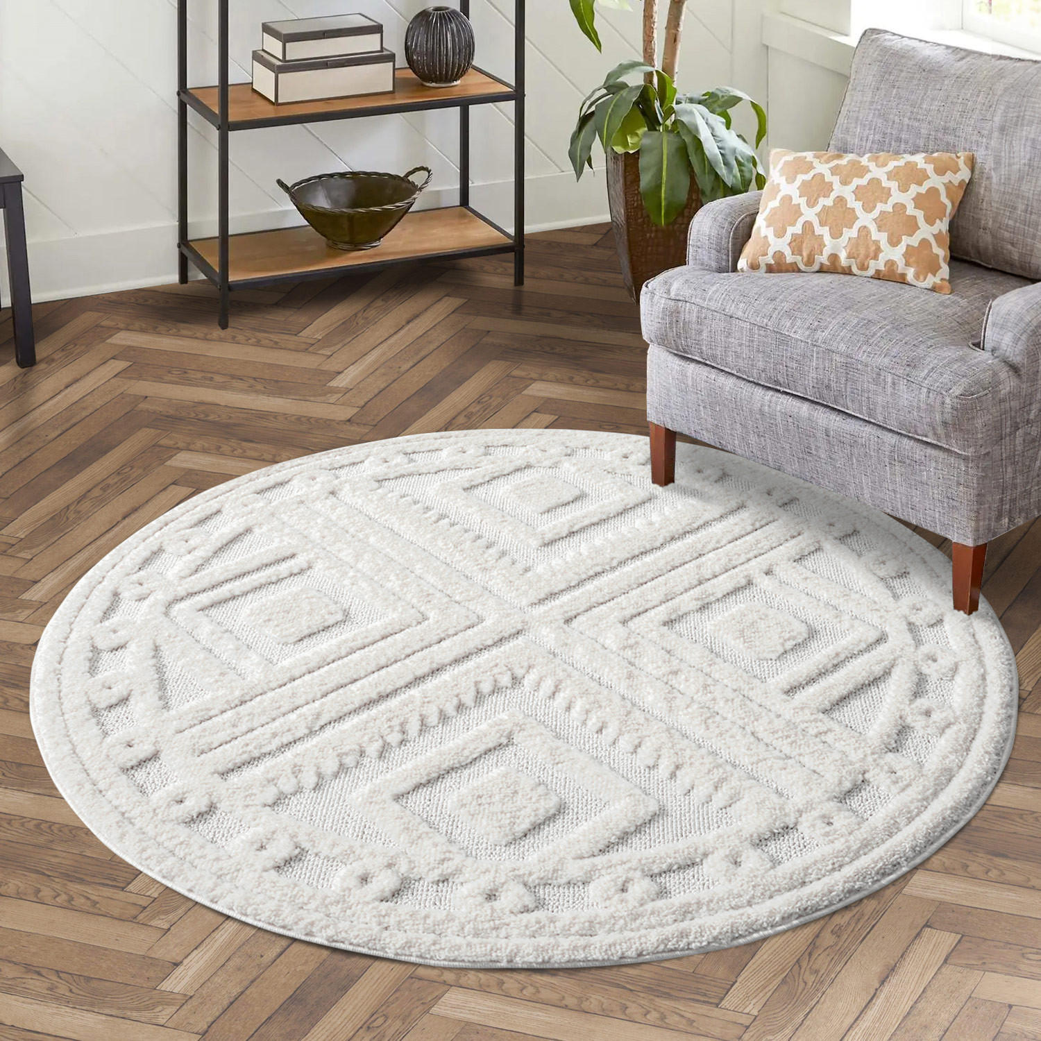 HOCHFLOR-TEPPICH Focus 777 Creme 200 cm rund - Creme, Textil (200/200cm) - carpet city