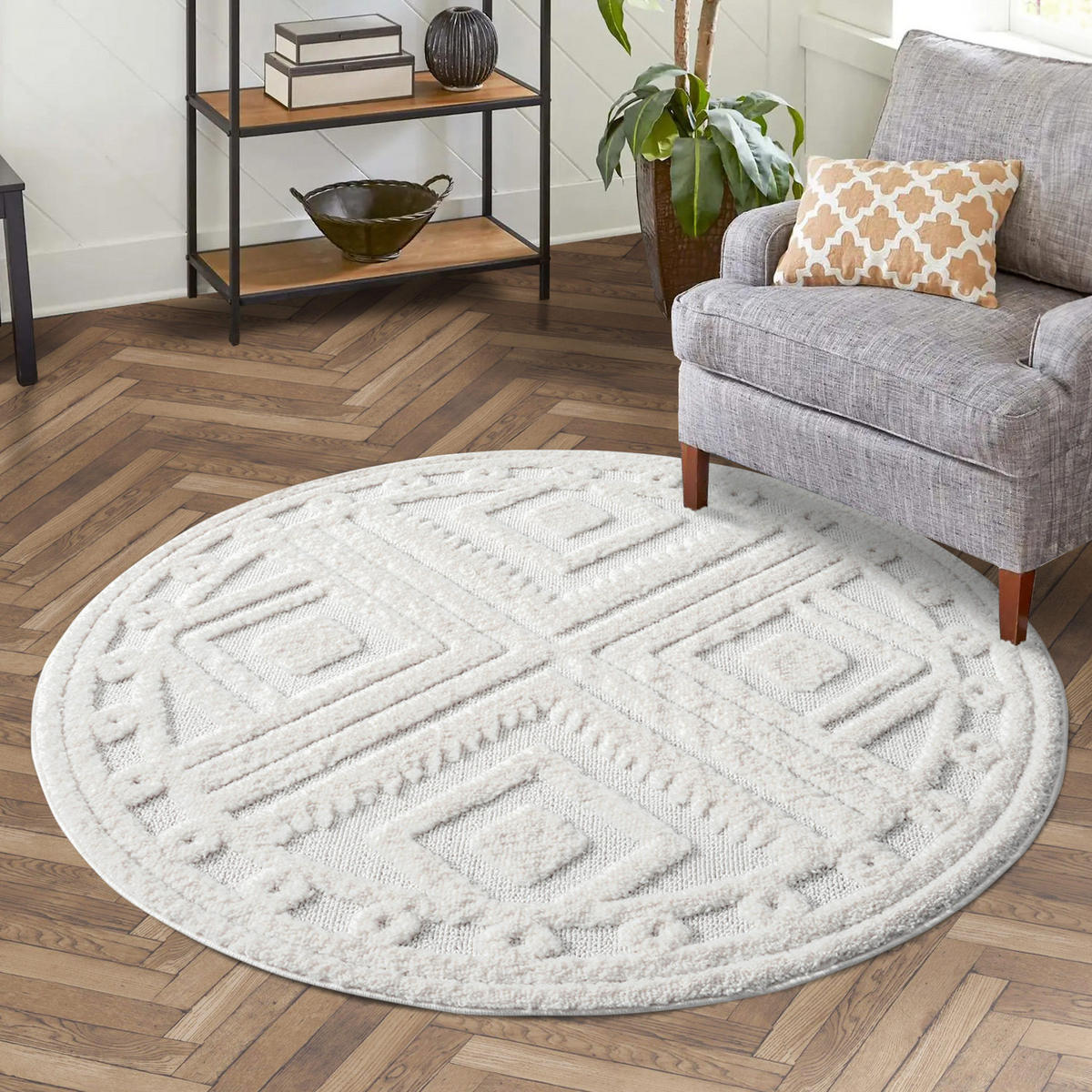 HOCHFLOR-TEPPICH Focus 777 Creme 200 cm rund - Creme, Textil (200/200cm) - carpet city