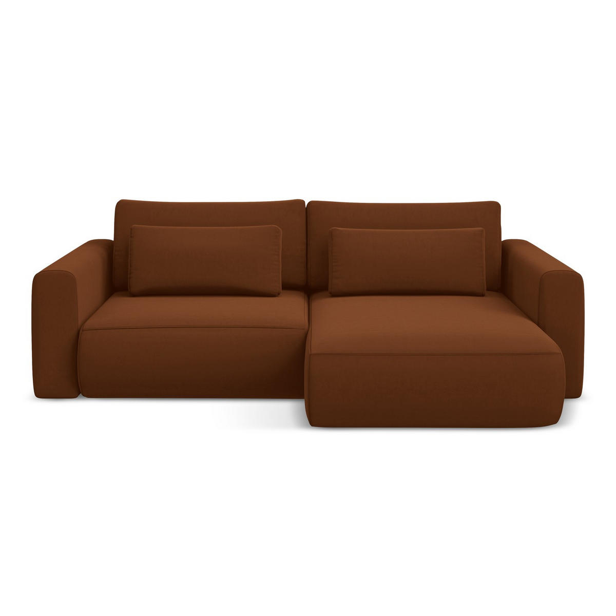 ECKSOFA mit Schlaffunktion Samt Stoff Orange - Terracotta/Schwarz, Kunststoff/Textil (240/149cm) - LaMiaSofa