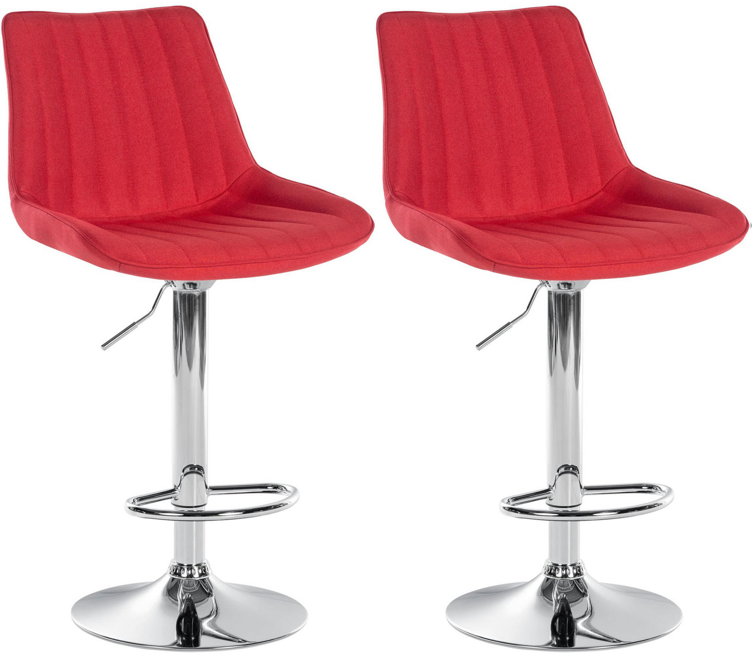 BARHOCKER 2er Set Tolor Stoff chrom rot - Chromfarben/Rot, Textil/Metall (49.5/112/50cm) - TPFLiving
