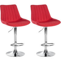 BARHOCKER 2er Set Tolor Stoff chrom rot - Chromfarben/Rot, Textil/Metall (49.5/112/50cm) - TPFLiving