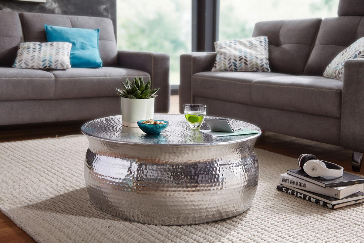 COUCHTISCH rund XENIA Aluminium - Silberfarben, Metall (75/75/31cm) - tinkaro
