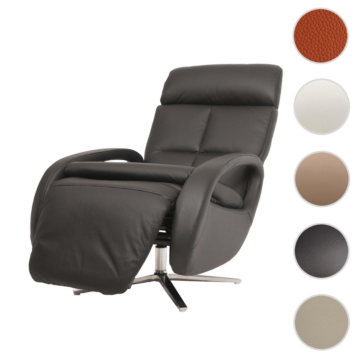 RELAXSESSEL Schwarz - Schwarz, Leder (70/109/147cm) - MCW
