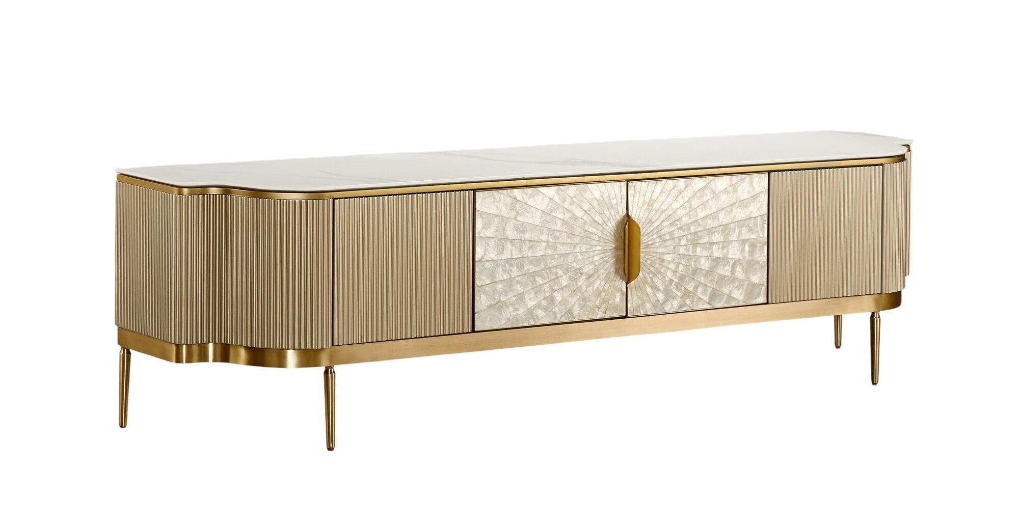 TV-LOWBOARD STILIG Gold 200x40x52 cm - Goldfarben, Holzwerkstoff (200/52/40cm) - FURNLUX