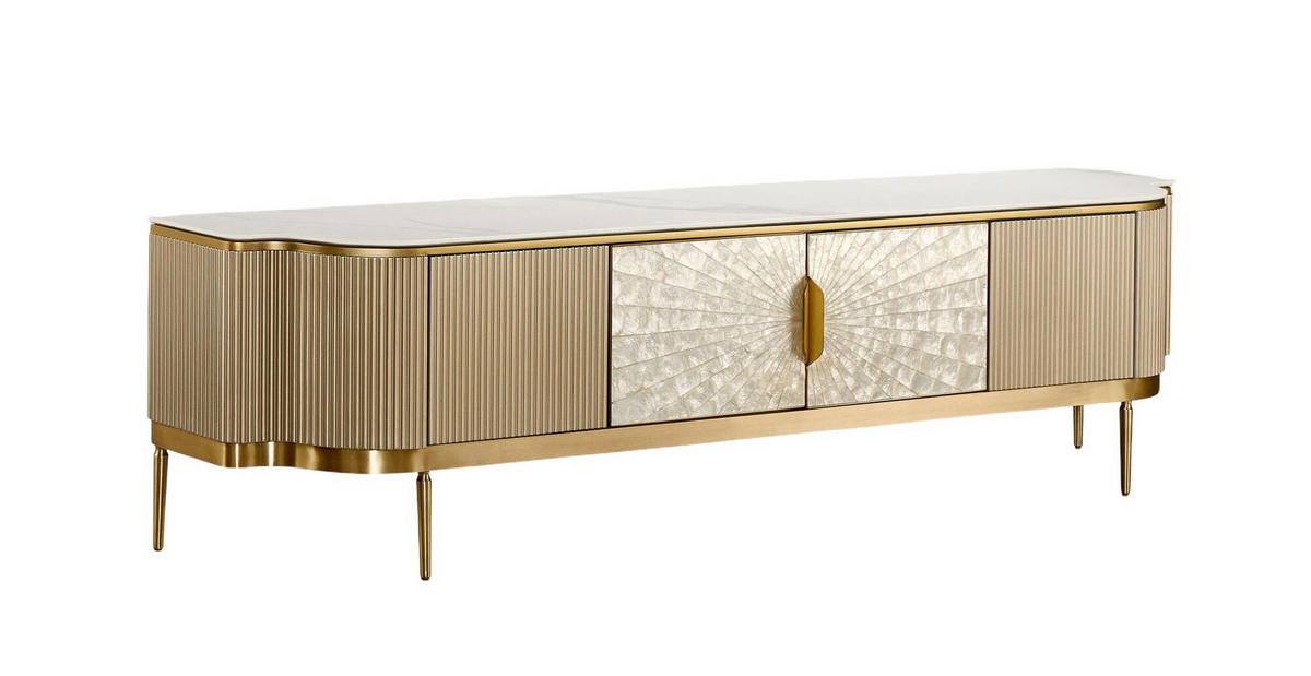 TV-LOWBOARD STILIG Gold 200x40x52 cm - Goldfarben, Holzwerkstoff (200/52/40cm) - FURNLUX