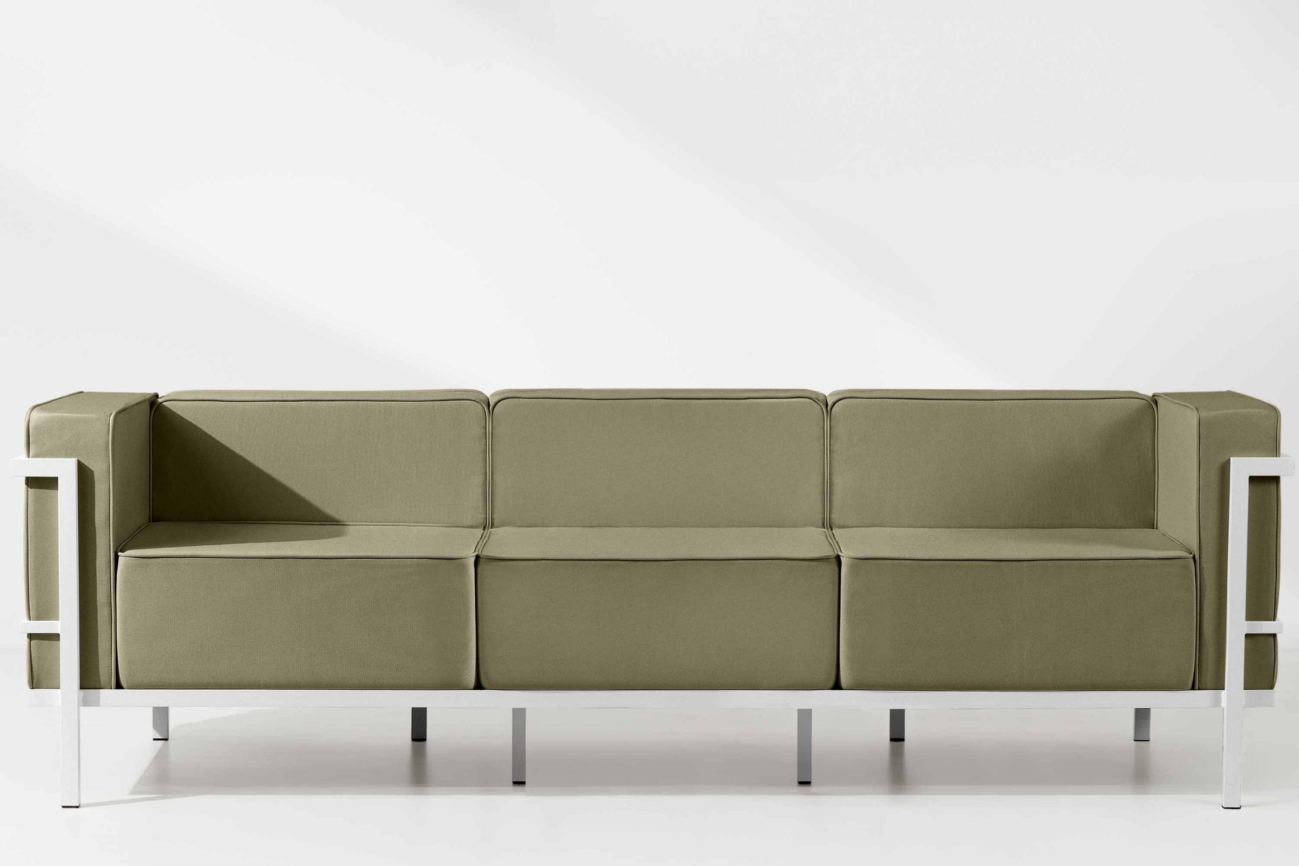 Thumbnail - Konsimo® Gartensofa, Weiß, Beige, Metall, Textil, 3-Sitzer, Füllung: Schaumstoff, Rechteckig, 229x70x69 cm, Hergestellt ...