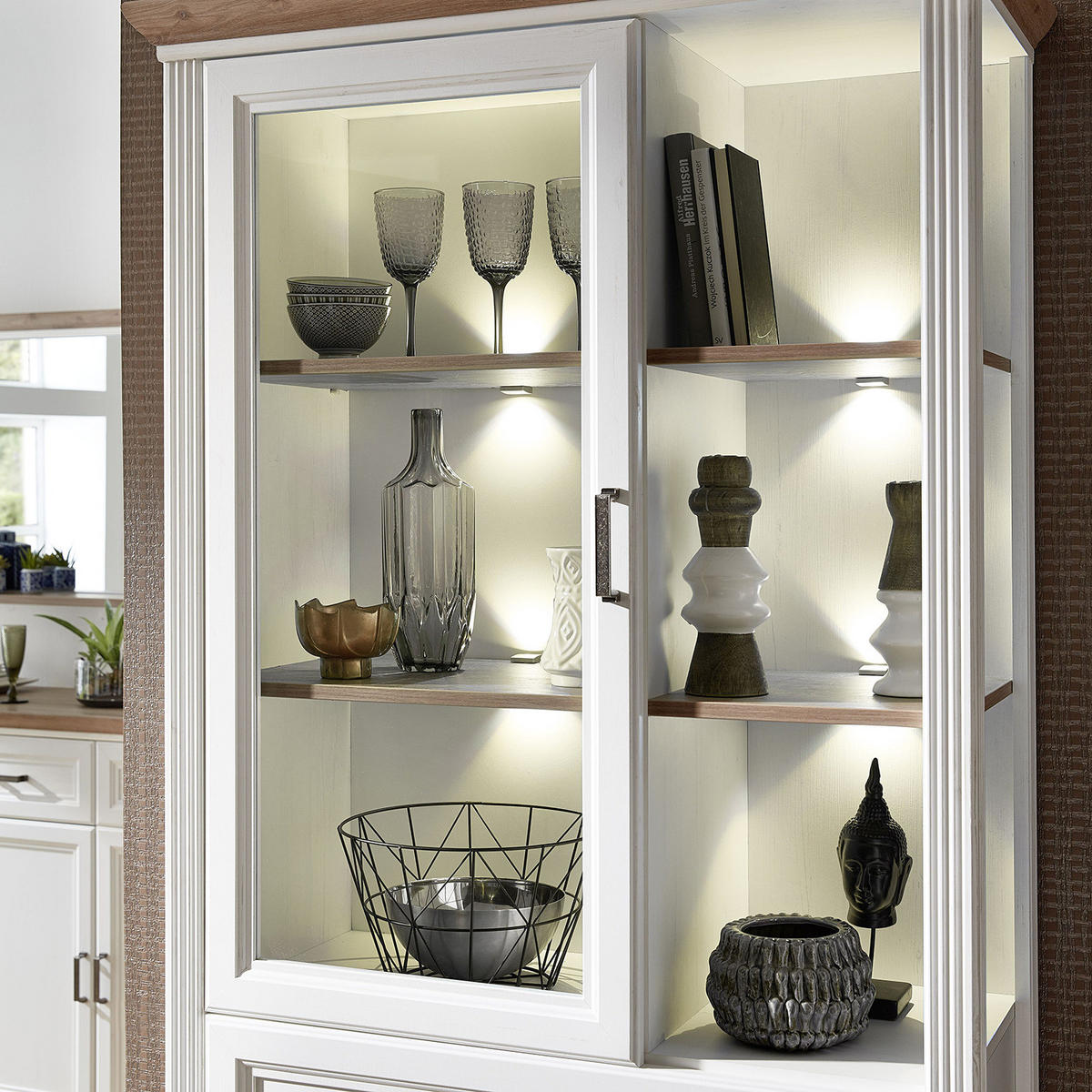 VITRINENSCHRANK - Weiß, Holzwerkstoff (93/204/42cm) - home24