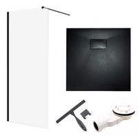 DUSCHSET Ketil Vidar Schwarz/Transparent, 3-teilig, mit Glaswischer, 80/80/198,2 cm - Schwarz, Glas (80/198.2cm) - bad land