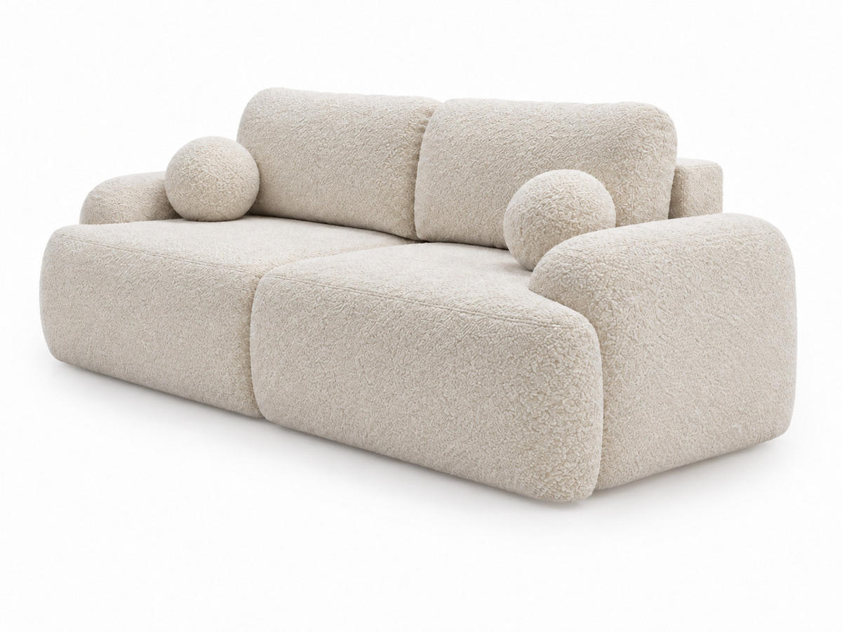 SOFA 260/106/81 Aurio Bouclé-Stoff Weiß - Weiß, Kunststoff/Textil (260/81/106cm) - Graingold