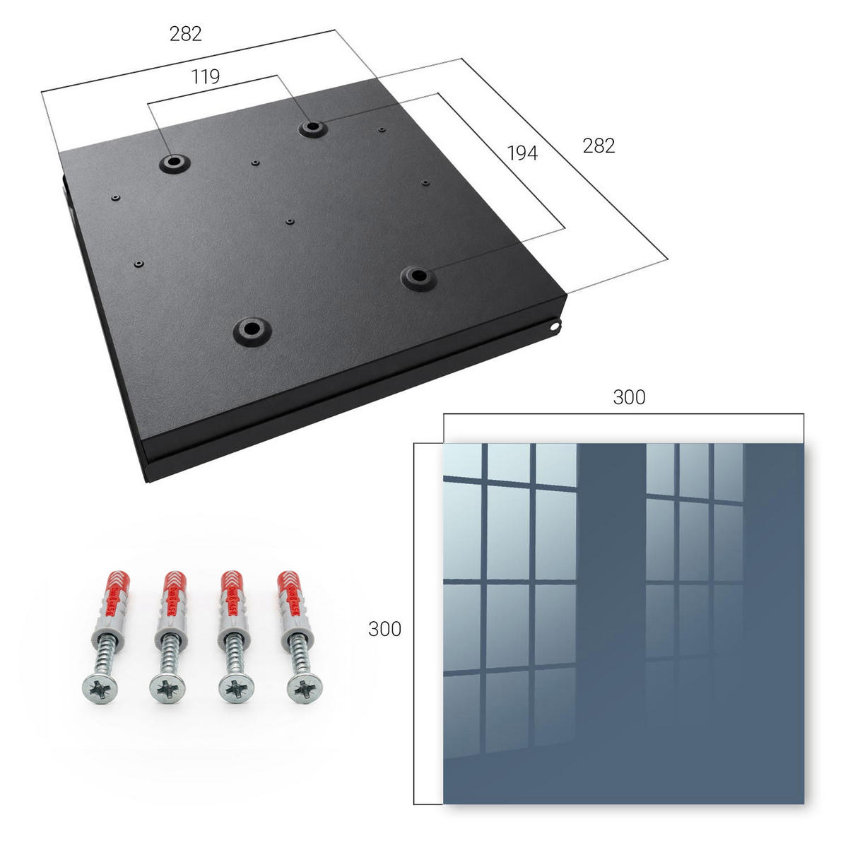 SCHLÜSSELBOX Schwarz 30x30 cm- Türöffnung nach rechts - Pastellblau - Dunkelblau, Metall (30/30/5cm) - TULUP