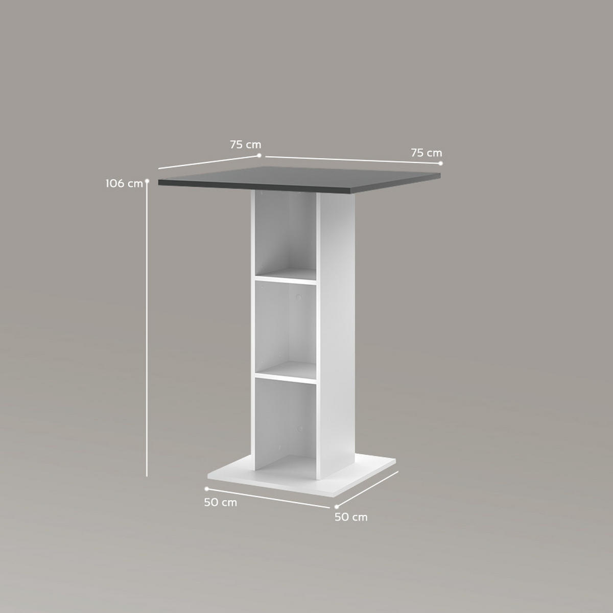 BARTISCH Regusa Anthrazit/Weiß 75 x 75 cm - Anthrazit/Weiß, Holzwerkstoff (75/75/106cm) - Livinity®