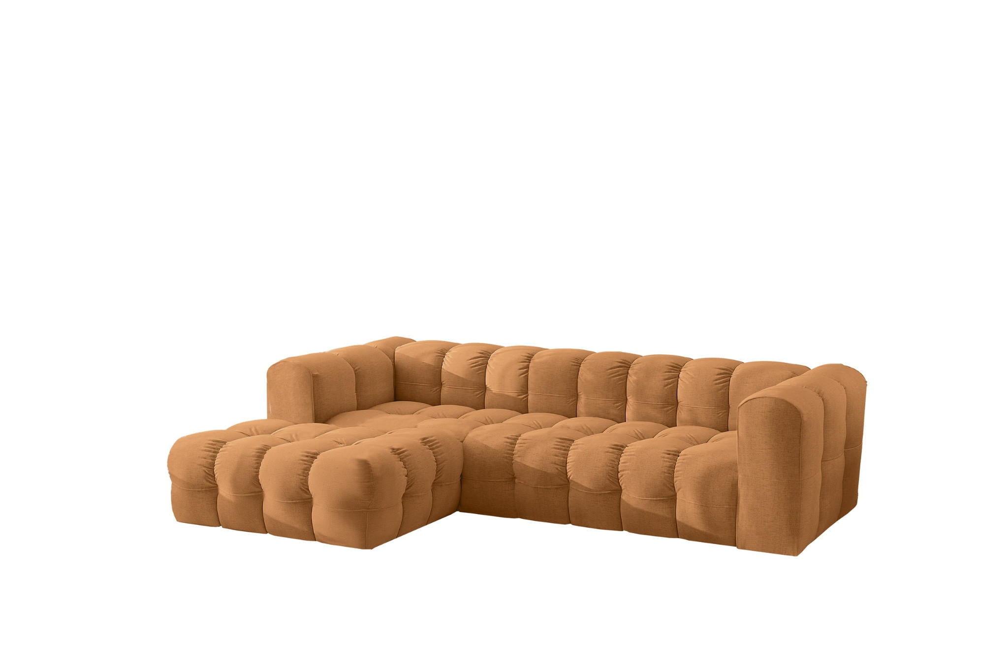 ECKSOFA L-form BALOO L, Chenille-Stoff Moly, Orange, Links - Orange, Holz (280/193cm) - Kaiser Möbel