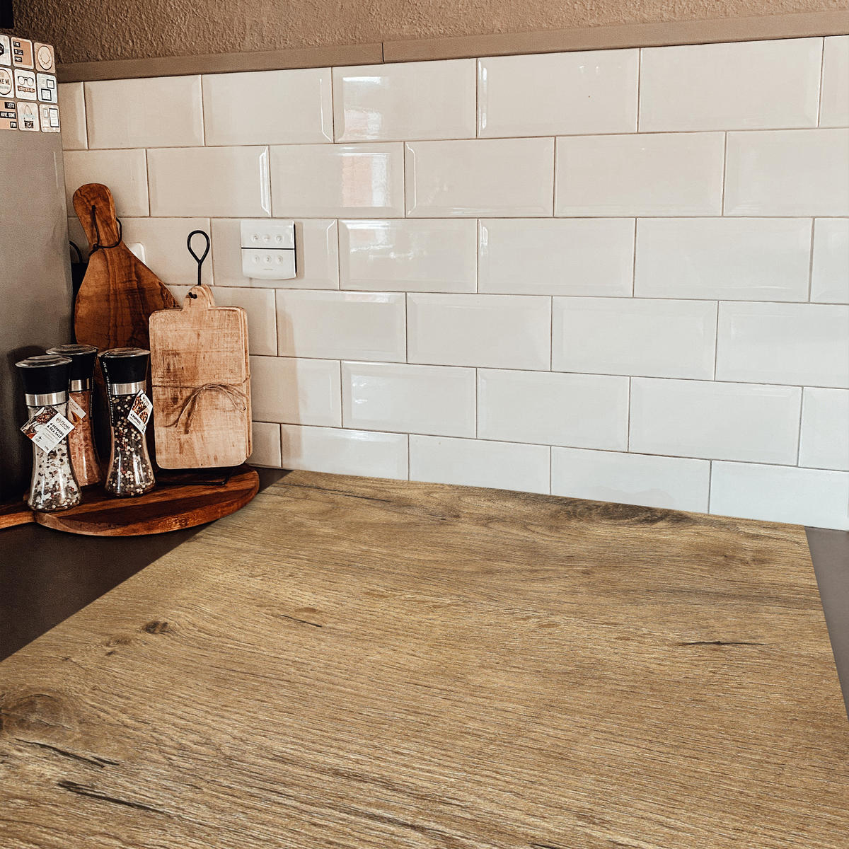 HERDABDECKPLATTE Holz - Braun - Holzoptik 78x78 cm - Eichefarben, Kunststoff (78/0.2/78cm) - MuchoWow