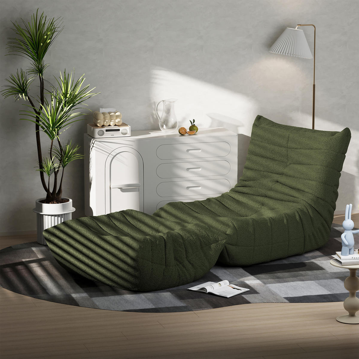 LIEGESESSEL in Sacksessel-Form 112/120/82 cm Grün für Schlafzimmer Wohnzimmer - Grün, Textil (120/82/112cm) - OKWISH