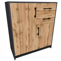 KOMMODE 2-türig Grau-Wotan Eiche 74/35/85 cm mit 2 Schubladen - Anthrazit/Eiche Wotan, Holzwerkstoff (74/85/35cm) - Matkam Möbel