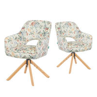 DREHSTUHL Mika-Lara 2er-Set - Honigeiche/Multicolor, Eichenholz/Holz (60/87/65cm) - DUBI Möbel