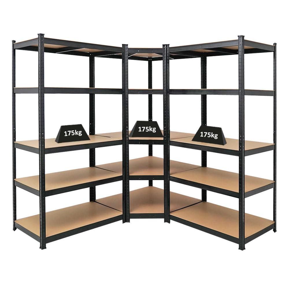 ECKREGAL Ragnar 2er-Set mit Schwerlastregal Taurus 180x180x60 cm Fachlast 175 kg Schwarz - Schwarz, Metall (90/180/60cm) - PROREGAL