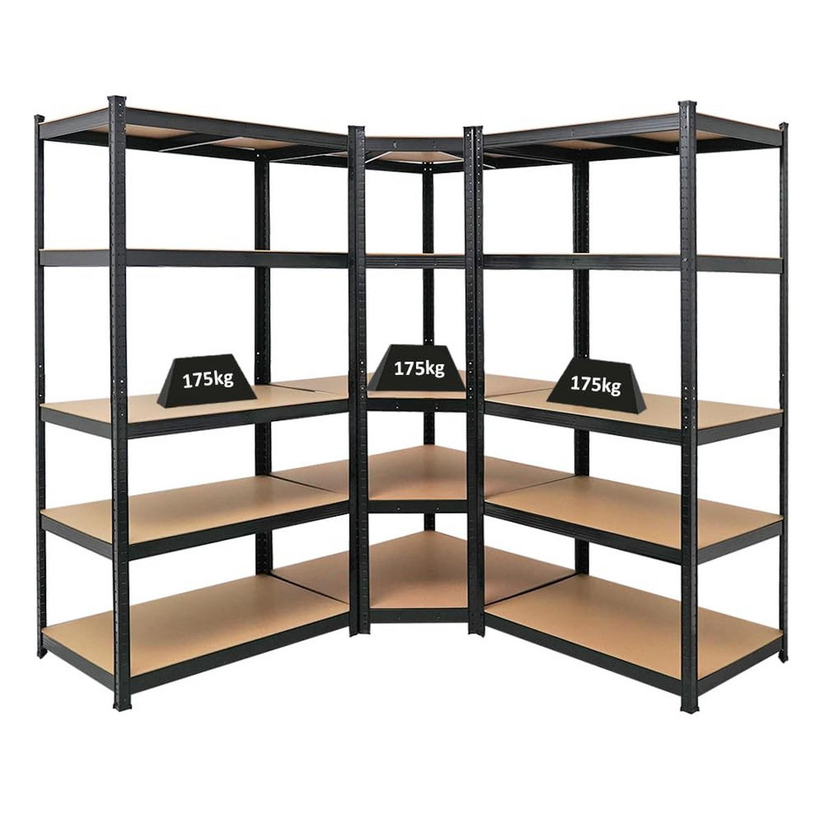 ECKREGAL Ragnar 2er-Set mit Schwerlastregal Taurus 180x180x60 cm Fachlast 175 kg Schwarz - Schwarz, Metall (90/180/60cm) - PROREGAL