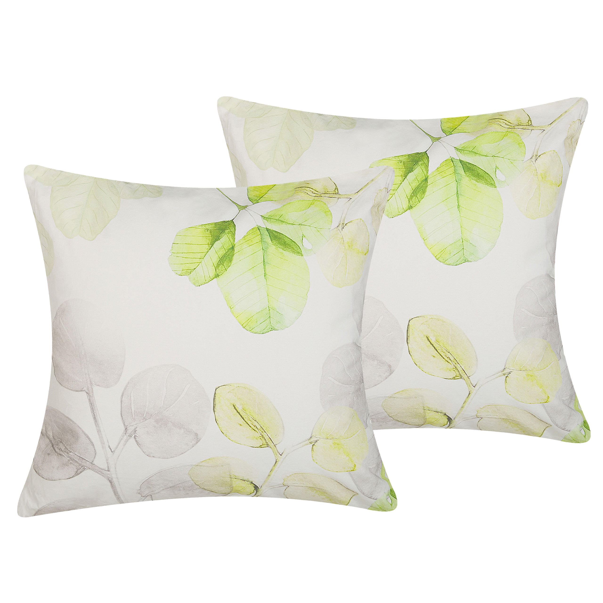 DEKOKISSEN 2er-Set Weiß 45/45 cm Peperomia - Weiß, Naturmaterialien/Textil (45/45cm) - Beliani