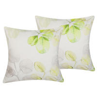 DEKOKISSEN 2er-Set Weiß 45/45 cm Peperomia - Weiß, Naturmaterialien/Textil (45/45cm) - Beliani