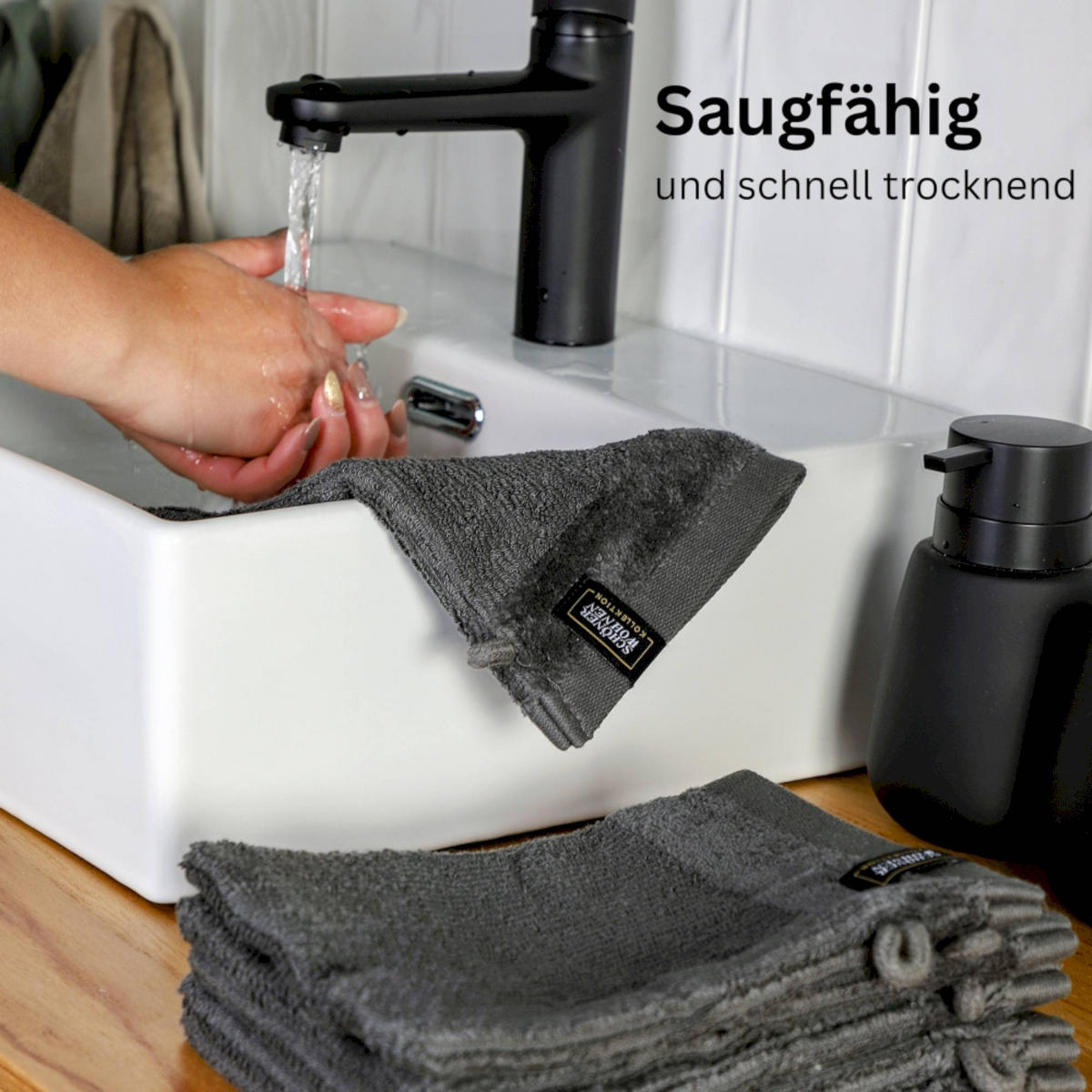 WASCHHANDSCHUH SENSE-6 - Anthrazit, Textil (16/21cm) - Schöner Wohnen