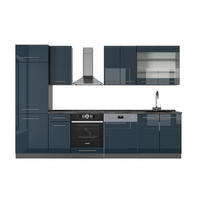 KÜCHENZEILE Fame-Line Dunkelblau Hochglanz/Anthrazit 300 cm AP Anthrazit - Anthrazit/Dunkelblau, Holzwerkstoff (300/81.6/60cm) - Vicco