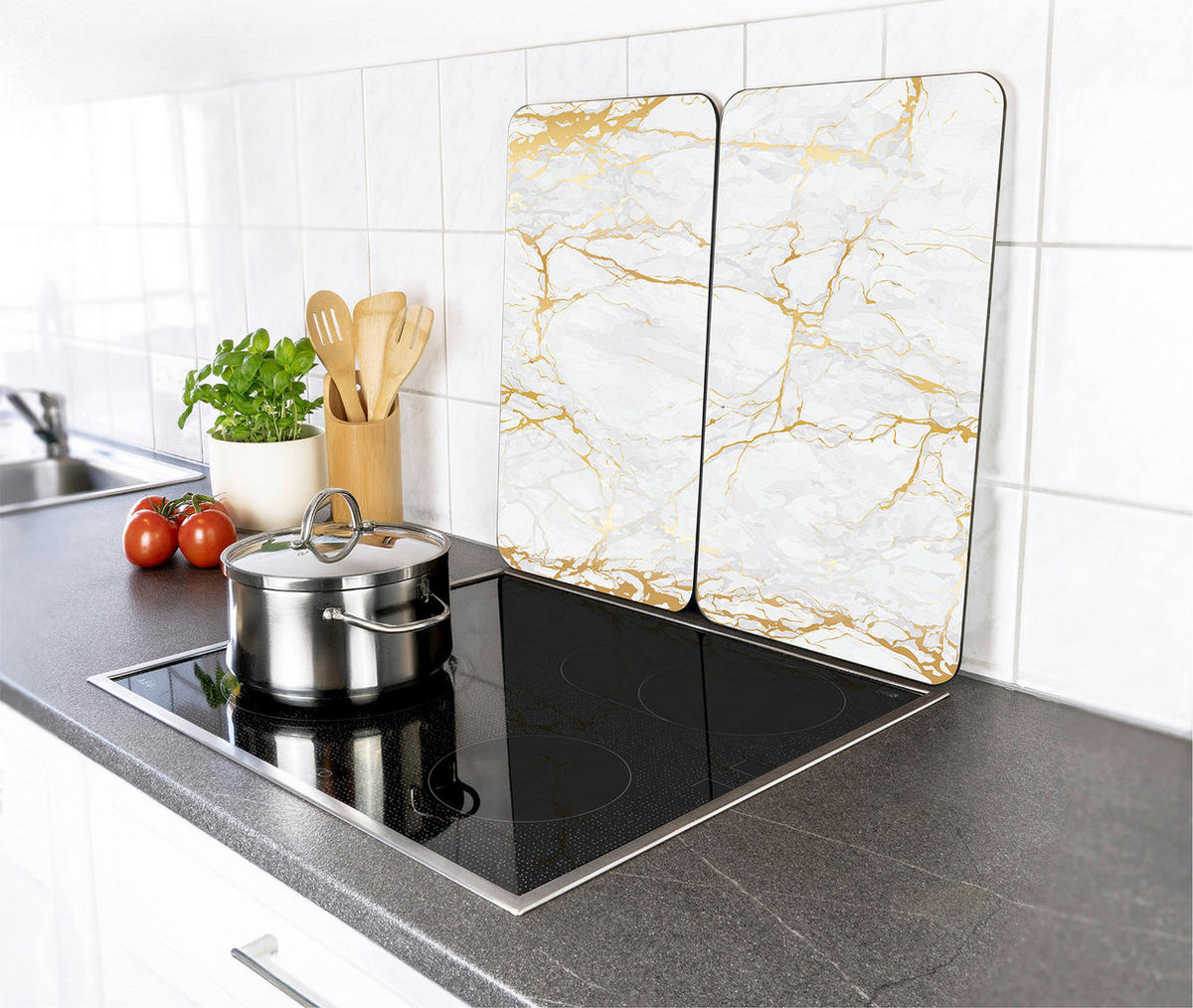 SCHUTZPLATTEN für Herd Marble 52/30 cm - Multicolor, Glas (30/52cm) - Wenko