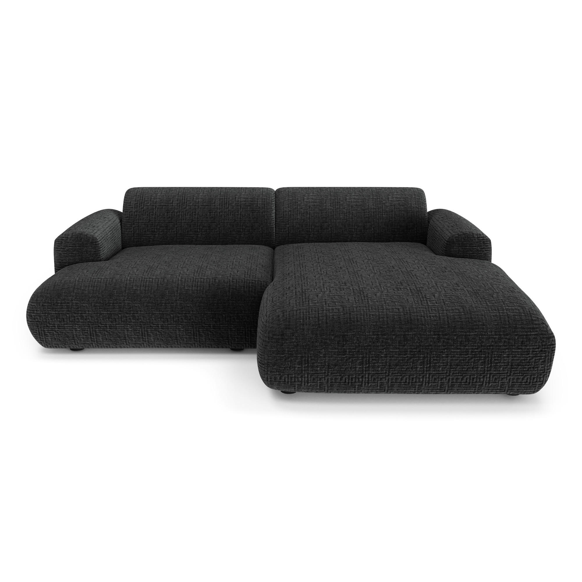 ECKSOFA RECHTS Gemusterter Samt Schwarz 266cm - Schwarz, Textil (266/165cm) - Sia Home