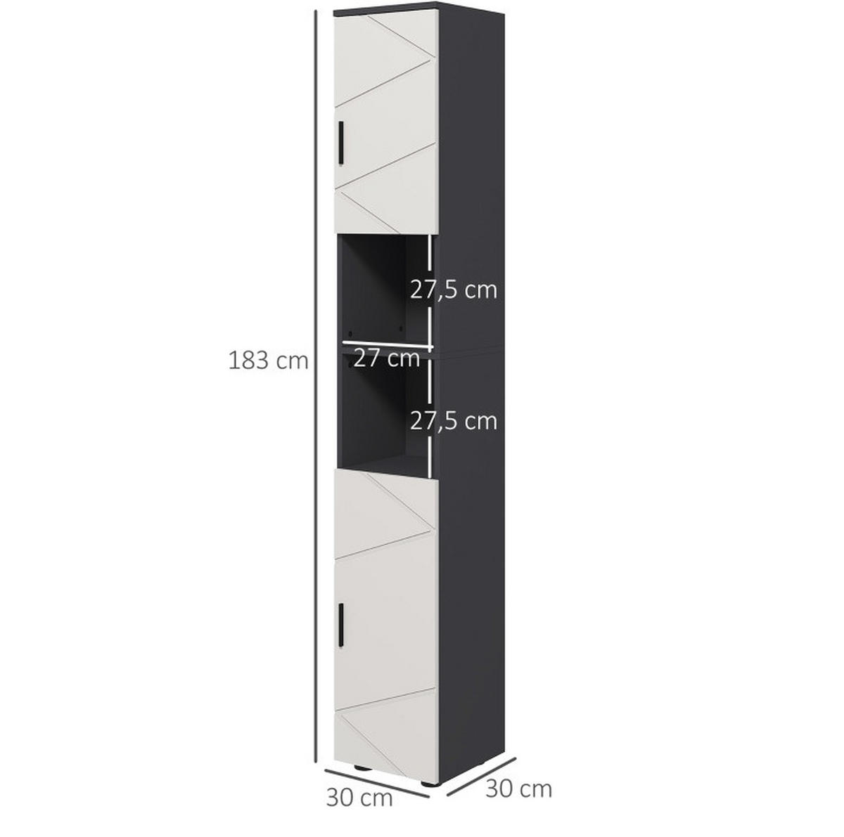 HOCHSCHRANK 30/30/183 cm aus Holz mit verstellbaren Einlegeböden Dunkelgrau - Dunkelgrau, Holzwerkstoff (30/183/30cm) - Modenvie