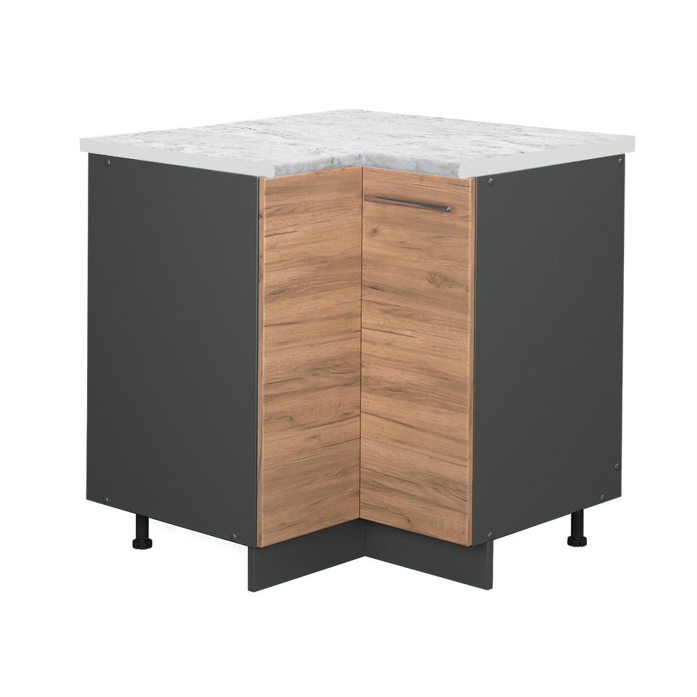ECKUNTERSCHRANK Fame-Line Goldkraft Eiche 80.5 cm, AP Marmor - Anthrazit/Eiche Wotan, Holzwerkstoff (80.5/82/60cm) - Vicco