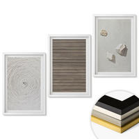 WANDBILDER 3er-Set - 40x60 cm Weißer Rahmen - Natürliche Texturen Holz Stein - Weiß, Kunststoff (40/60cm) - ArtPrintCave