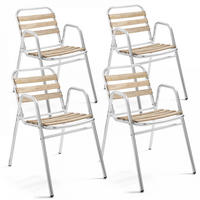 GARTENSTUHL 4-tlg., Grau - Grau, Metall (61/75/48cm) - Oviala