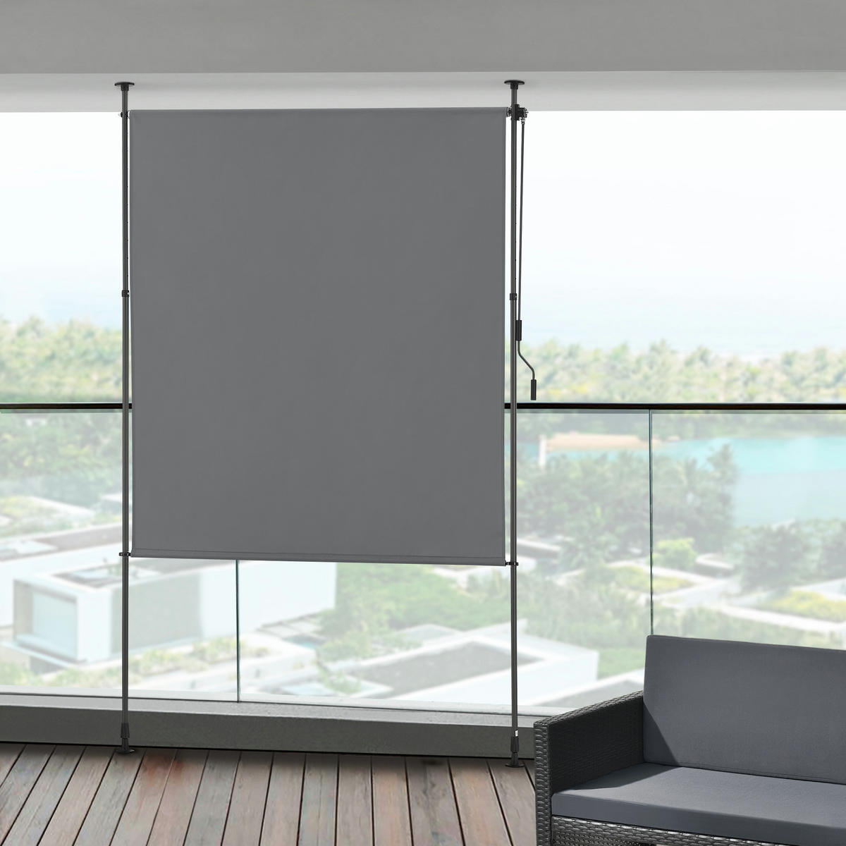AUSSENROLLO Cimarra - Dunkelgrau, Textil/Metall (200/270cm) - pro.tec