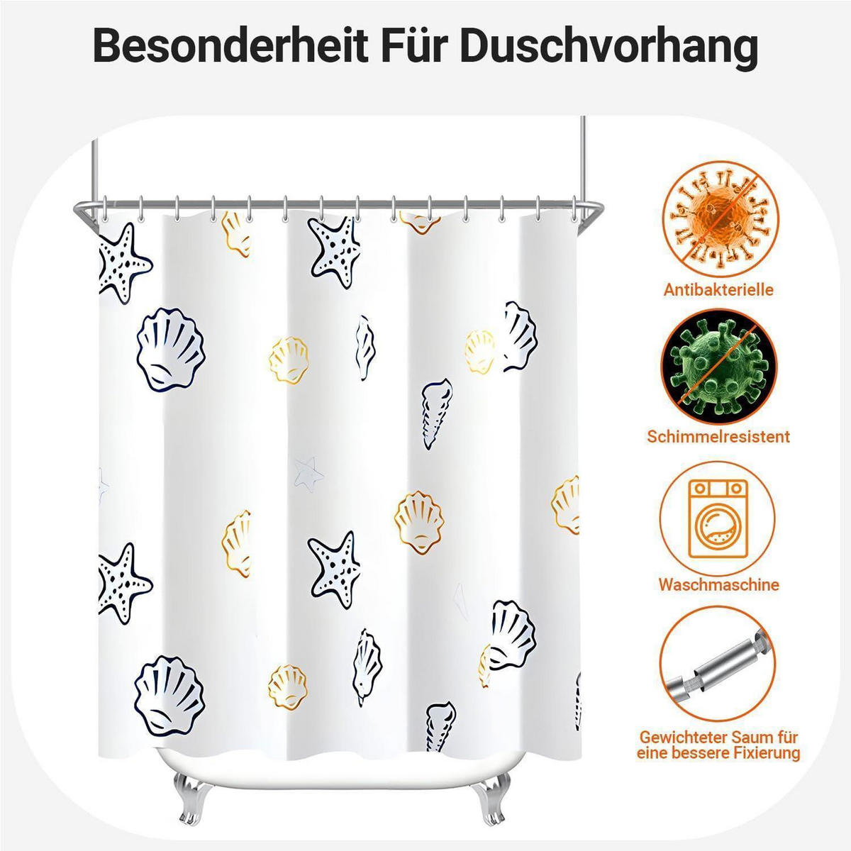 DUSCHVORHANG Klein Ozeanstern 240 x 200 cm - Multicolor, Textil (240/200cm)