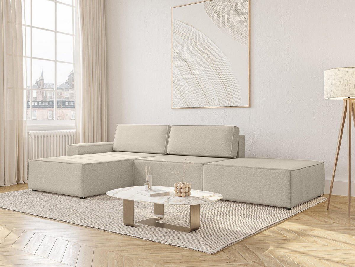 ECKSOFA Lummo Re mit Schlaffunktion, Beige - Beige, Textil (323/185cm) - Fedve