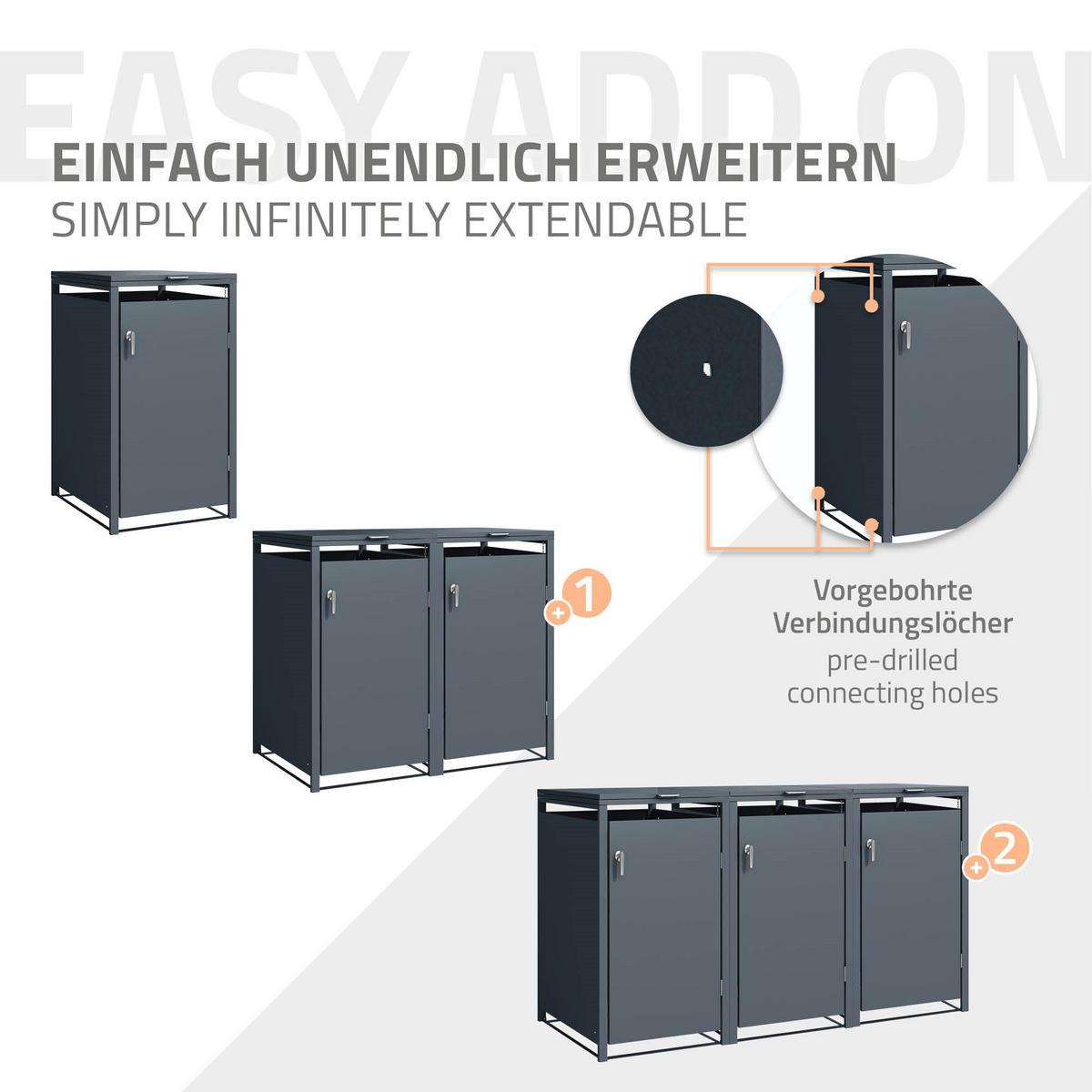 MÜLLTONNENBOX 1er Anthrazit - Anthrazit, Metall (80/116.3/68cm) - ML-DESIGN