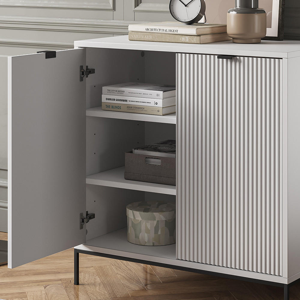 KOMMODE Eliza Weiß 80 x 81.2 cm mit 2 Türen - Weiß, Holzwerkstoff (42/81.2/80cm) - Vicco