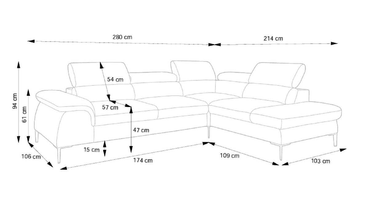 SCHLAFSOFA 280 cm Amaro L mit verstellbaren Kopfstützen, Rechts, Grün - Grün, Holz (214/280cm) - Emporius