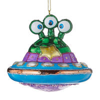 WEIHNACHTSBAUMKUGEL Hang On Alien im Ufo - Grün, Glas (9/8/9cm) - Butlers