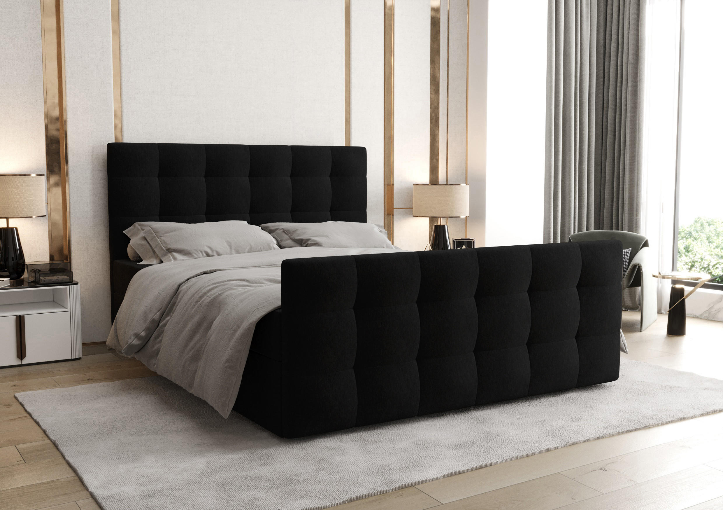 BOXBETT Orchido 160/200 cm in Schwarz – mit Bettkasten und Komfort - Schwarz, Holz/Holzwerkstoff (160/200cm) - AX Living