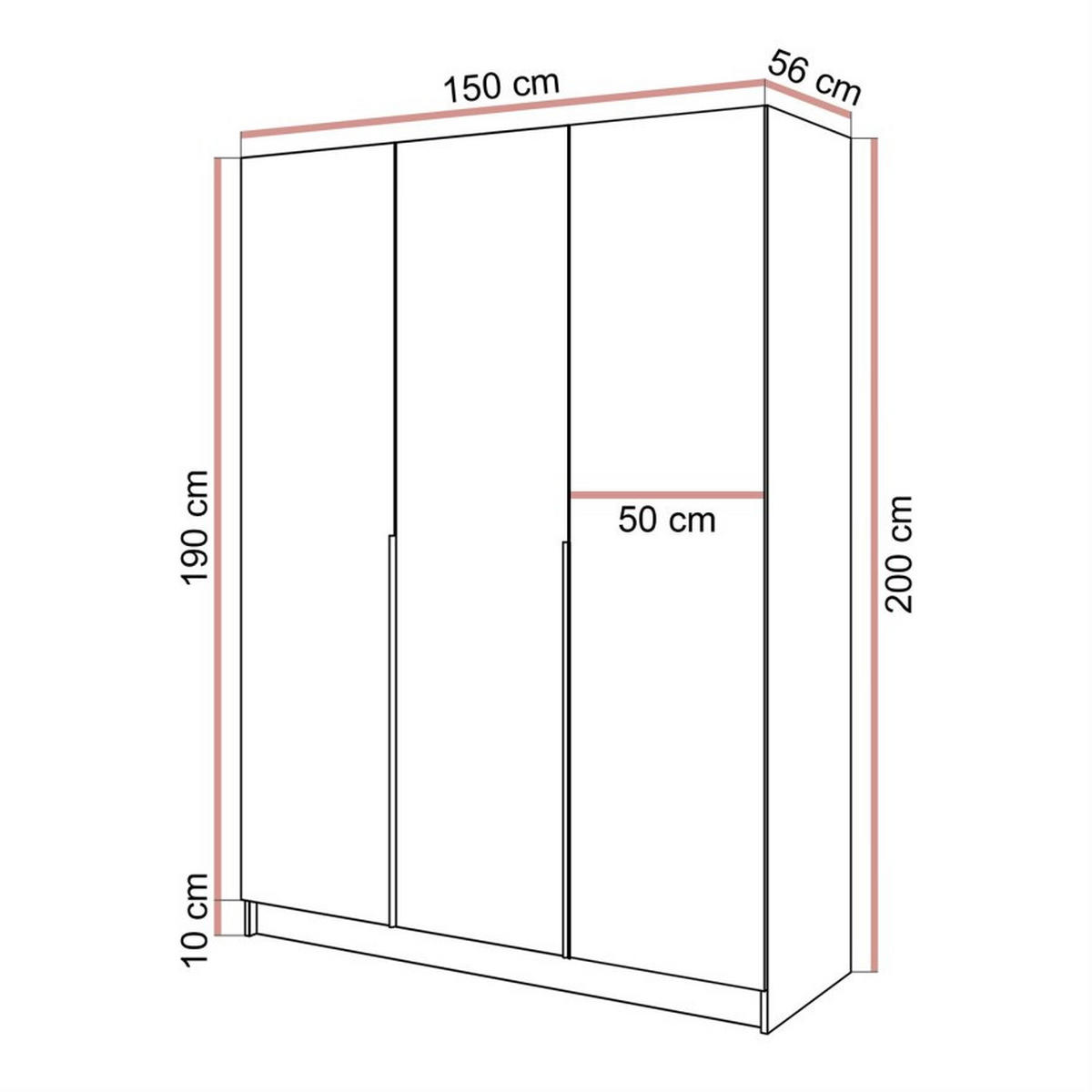 KLEIDERSCHRANK SAVAGE 3D KASCHMIR - Kaschmir, Holzwerkstoff (150/200/56cm) - Lookway